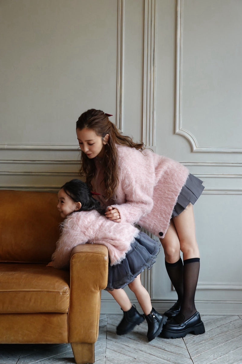 【Baby Rosy luce】 SHAGGY KNIT JACKET - PINK