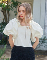 Tullip Shoulder Blouse - WHITE
