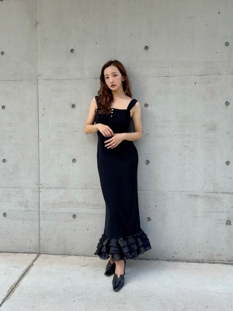 SWITCH FRILL DRESS - BLACK