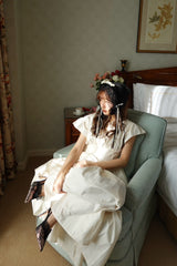 Gather Flare Cotton dress - IVORY
