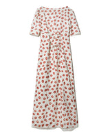 HEART NECK LIP PRINT DRESS - BEIGE