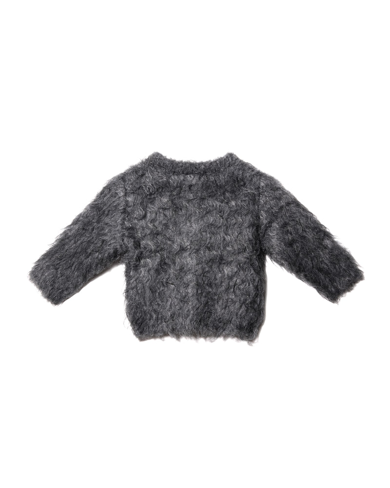 【Baby Rosy luce】SHAGGY KNIT JACKET - GLAY