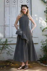 JAQUARED FRILL DRESS - DOT