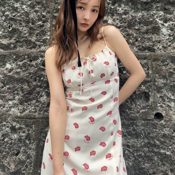 ワンピース rosyluce LIP PRINT CAMI DRESS LIP PRINT CAMI DRESS - IVORY – Rosy luce