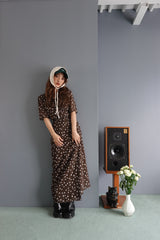 FLOWER CACHE-COEUR DRESS - BROWN