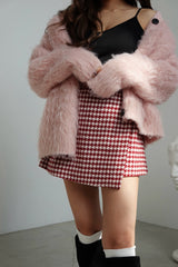 ROSY SHAGGY KNIT JACKET - PINK