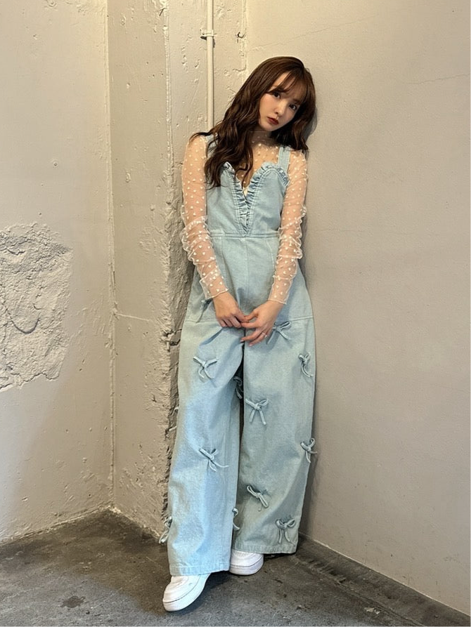 Heart Neck Denim Overalls