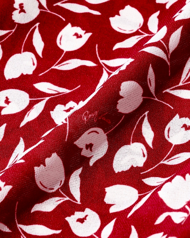 tulip square neck dress - RED