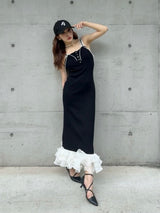 SWITCH FRILL DRESS - WHITE