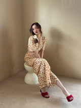 FLOWER CACHE-COEUR DRESS - YELLOW