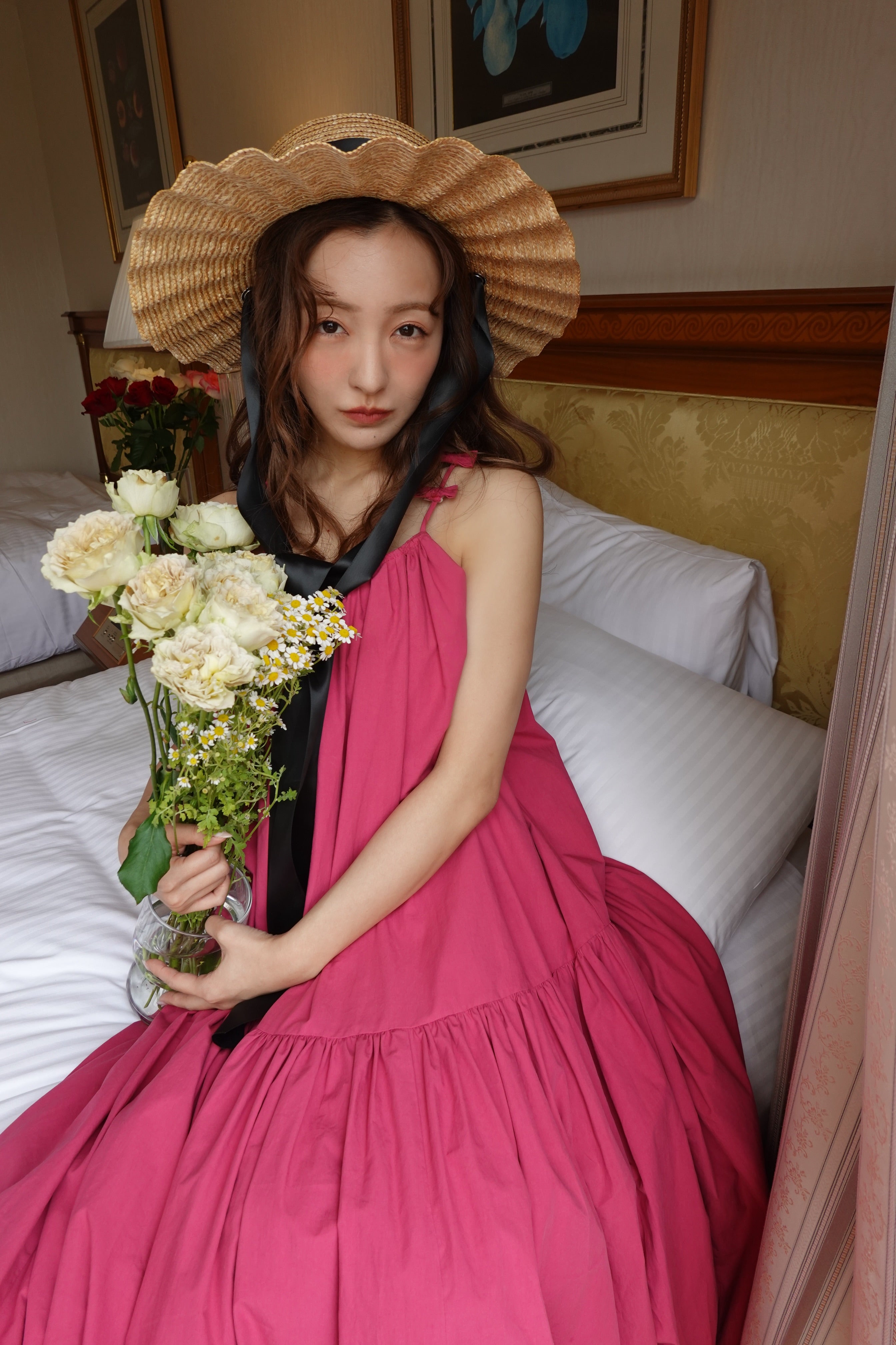 ROSY LUCE ロージールーチェ　コットンリボンキャミドレス　ピンクM COTTON RIBBON CAMI DRESS - MAGENTA – Rosy luce