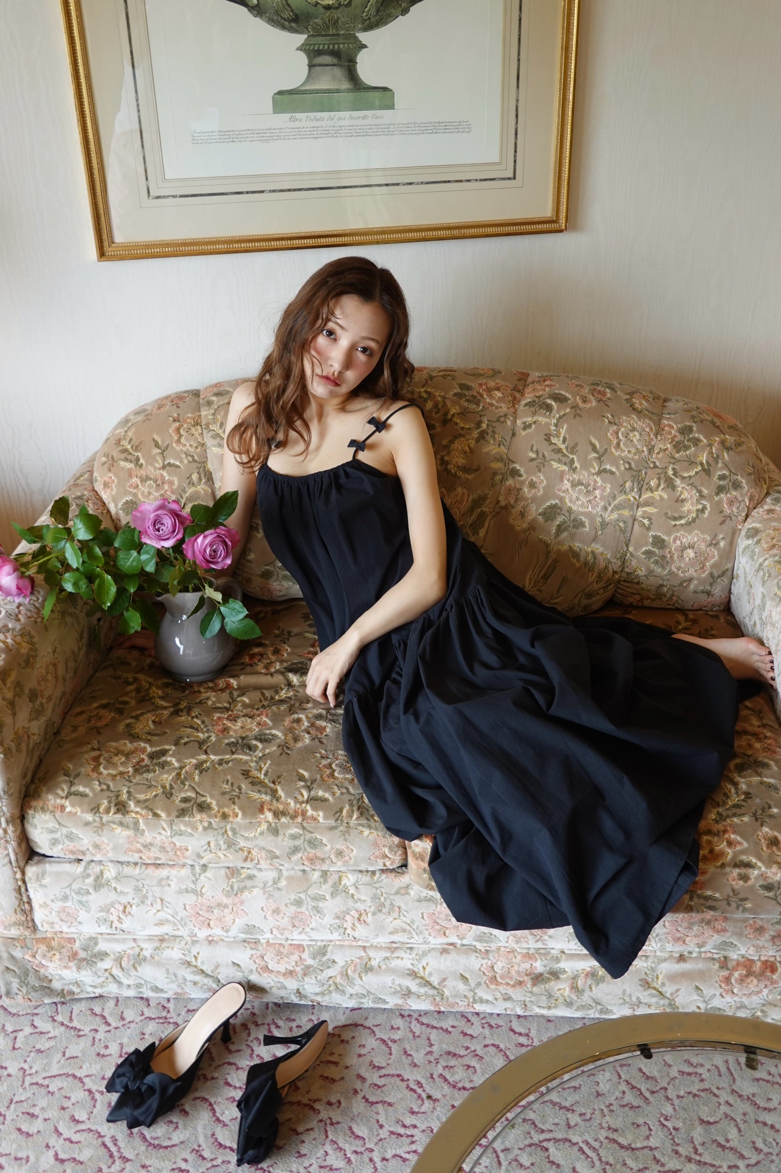 【Rosyluce】RIBBON TULLE CAMI DRESS Baby Rosy luce / KIDS】Ribbon jacquard camisole dress