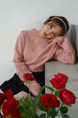 ROSY RIBBON KNIT TOPS - PINK