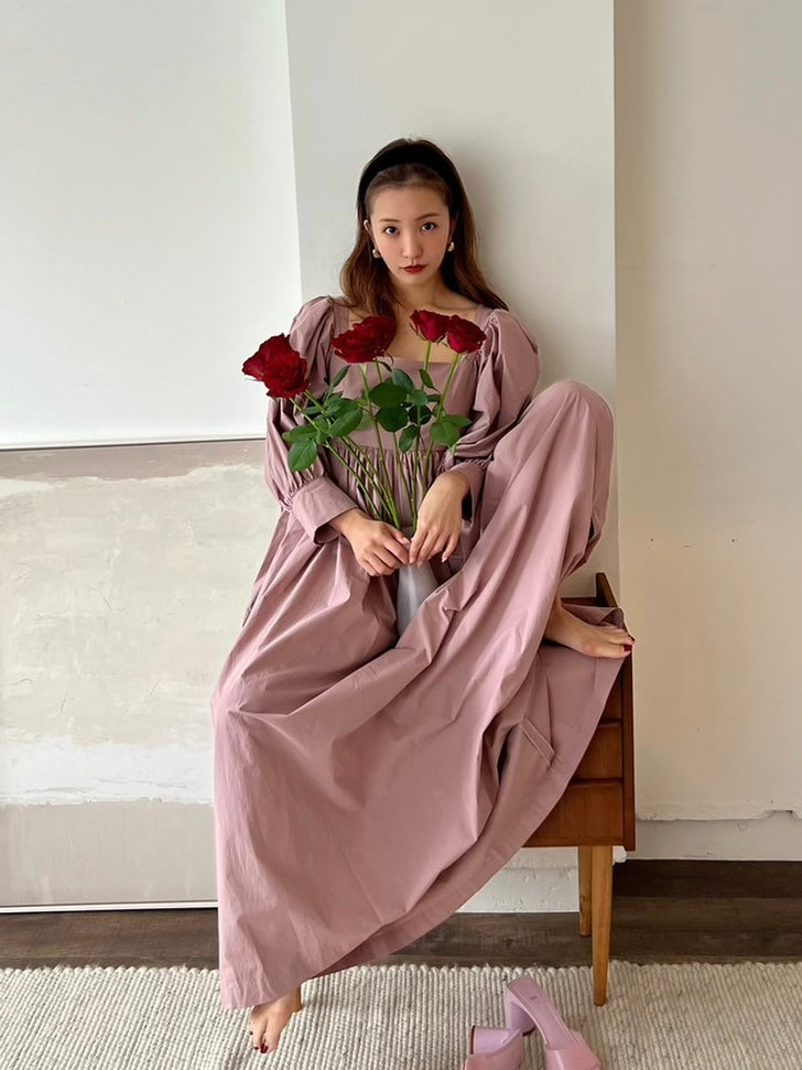 Volume sleeve dress – Rosy luce