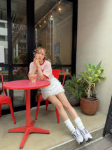 CROPPED ROSY TEE - PINK