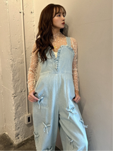 Heart Neck Denim Overalls