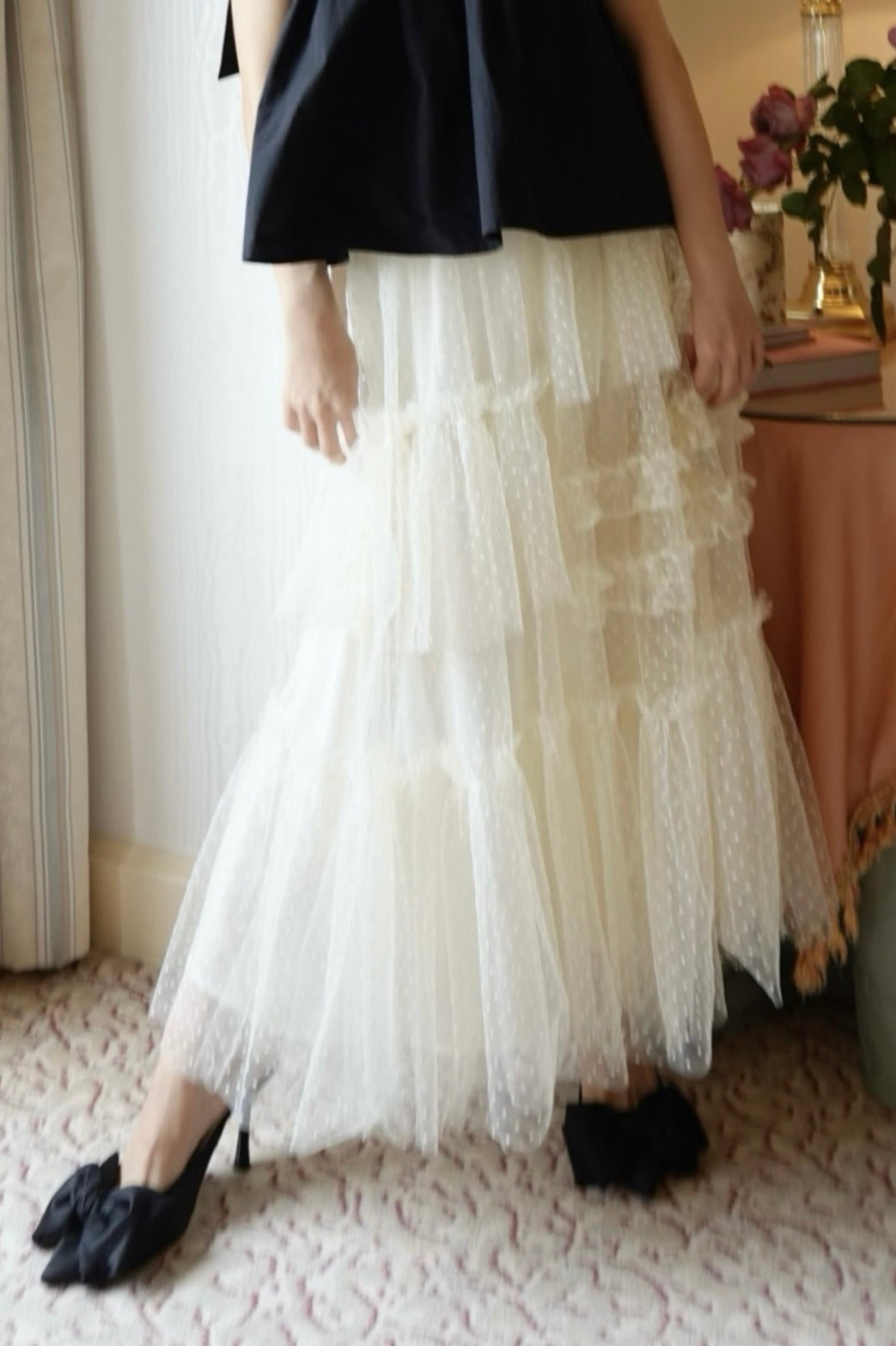 Dot volume tulle skirt – Rosy luce