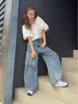 Tullip Shoulder Blouse - WHITE