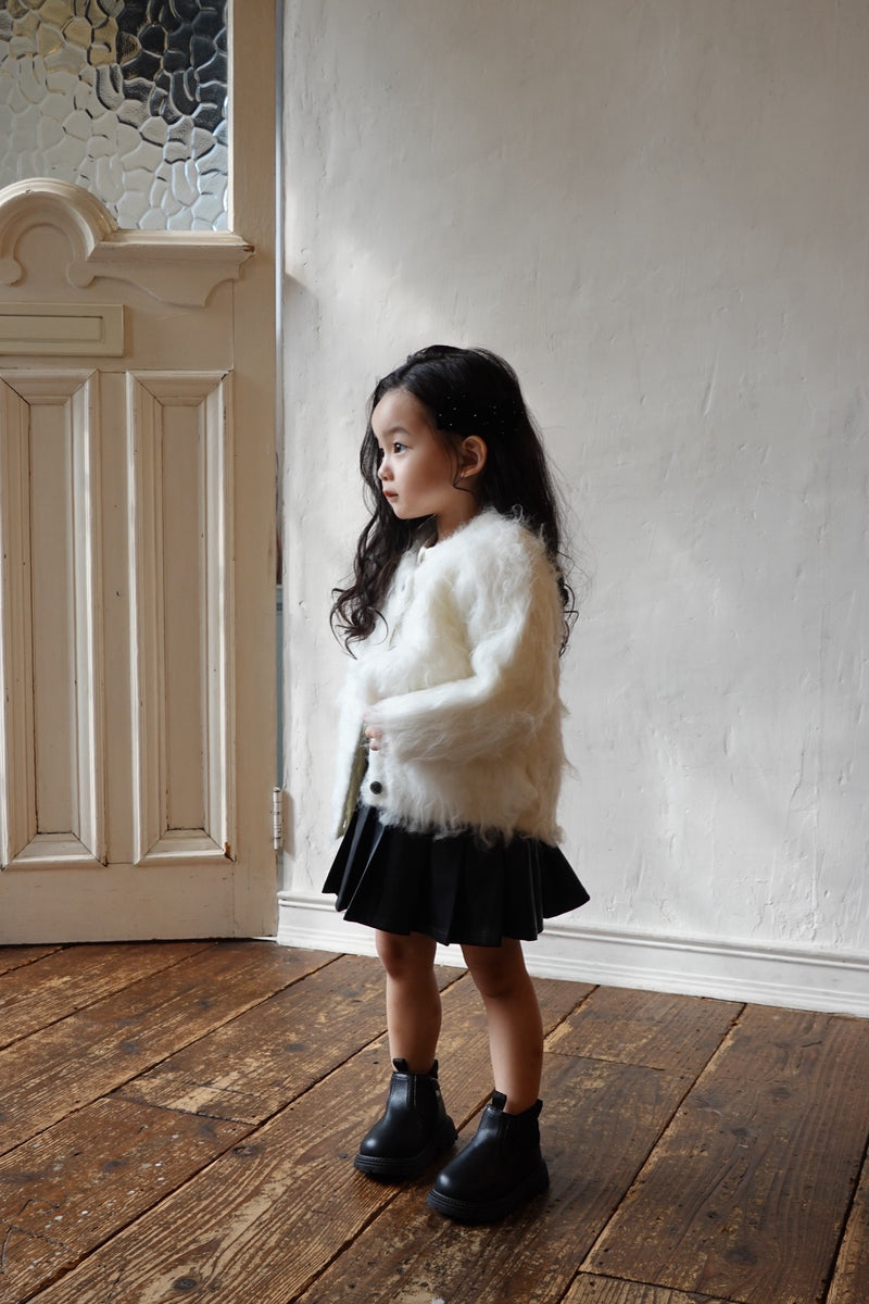 【Baby Rosy luce】SHAGGY KNIT JACKET - WHITE