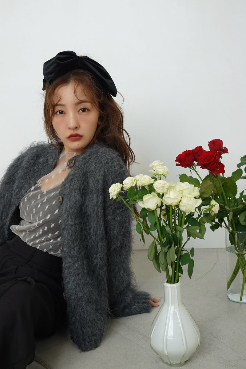 ROSY SHAGGY KNIT JACKET - GRAY