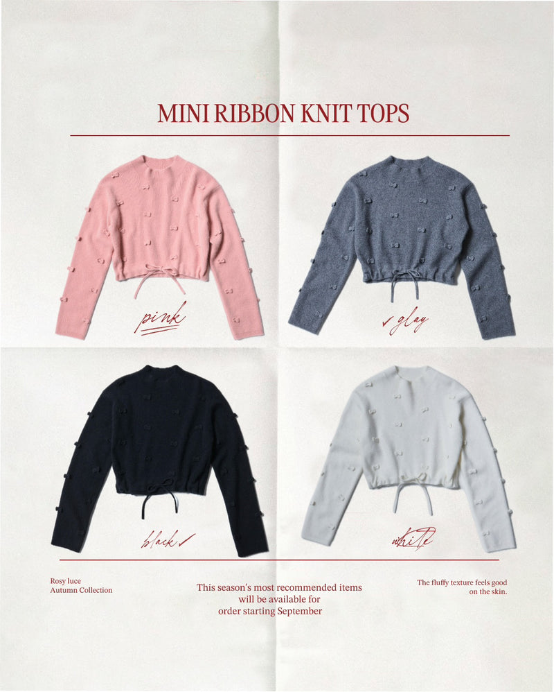 ROSY RIBBON KNIT TOPS - WHITE