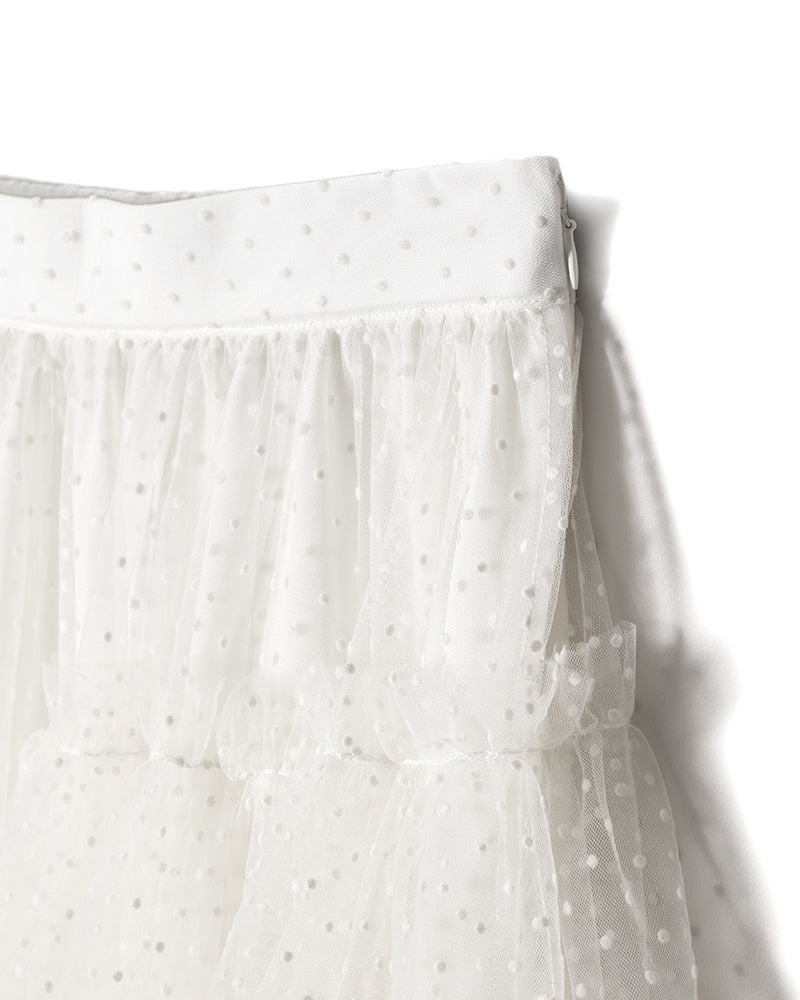Dot volume tulle skirt