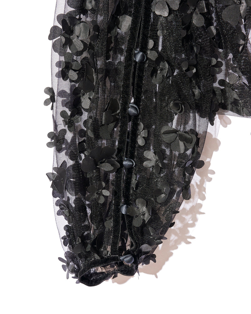 Flower tulle piping tops - BLACK