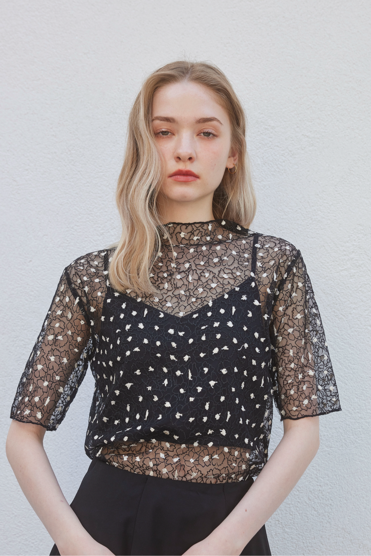 roughlow ラフロー airy fringe sheer tops FLOWER LAME SHEER roughlow ラフロー airy fringe sheer tops FLOWER LAME SHEER