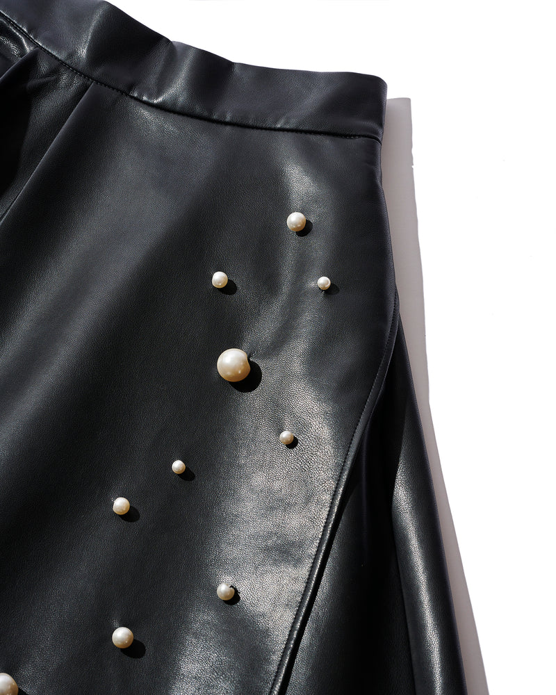 eco leather pearl skirt