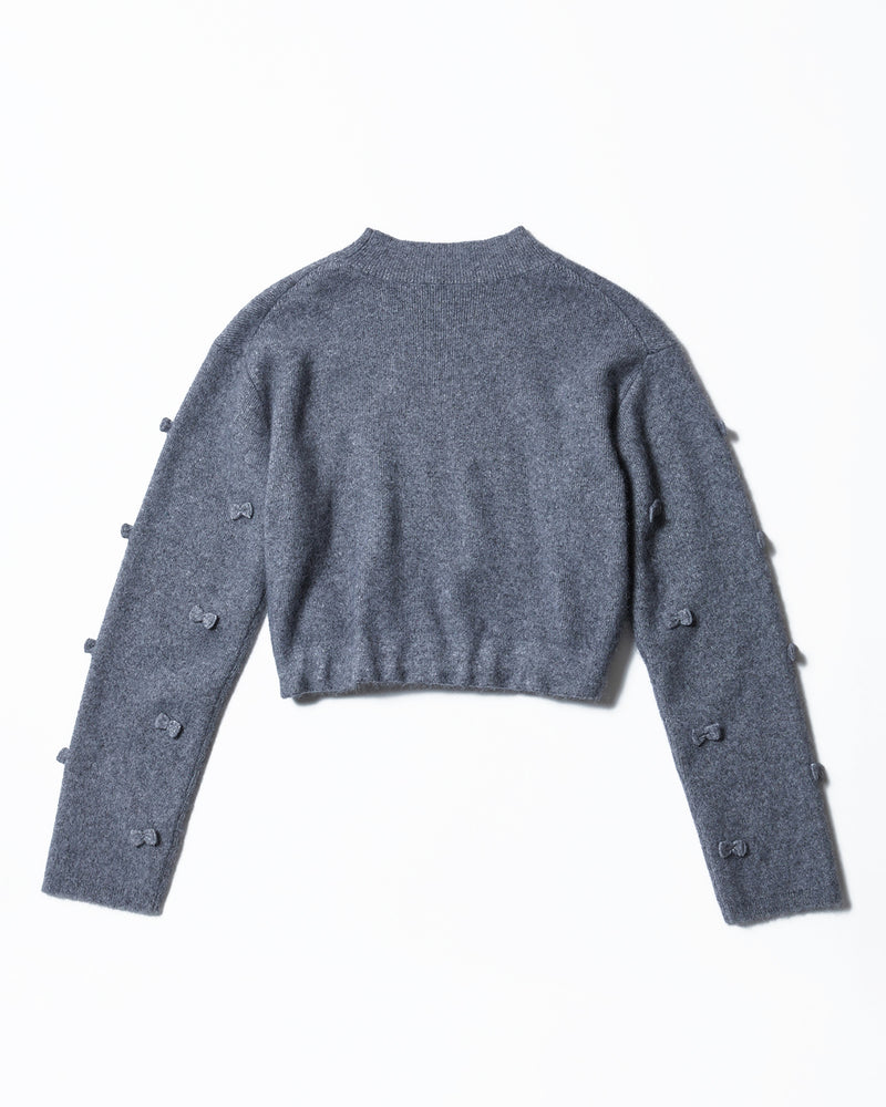 ROSY RIBBON KNIT TOPS - GRAY