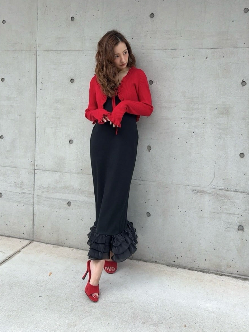 SWITCH FRILL DRESS - BLACK