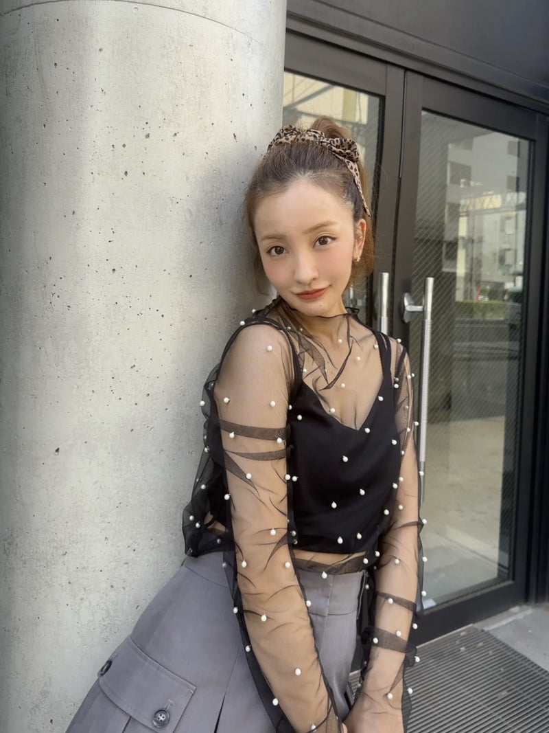 【予約販売】PEARL SHEER TOPS - BLACK