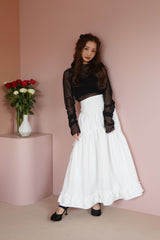 jacquard teard skirt - WHITE