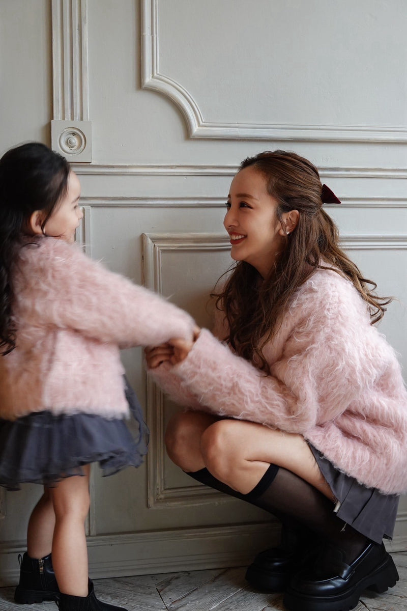 【Baby Rosy luce】 SHAGGY KNIT JACKET - PINK