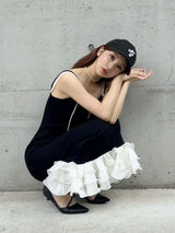 SWITCH FRILL DRESS - WHITE