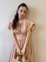 Gather Flare Cotton dress - PINK
