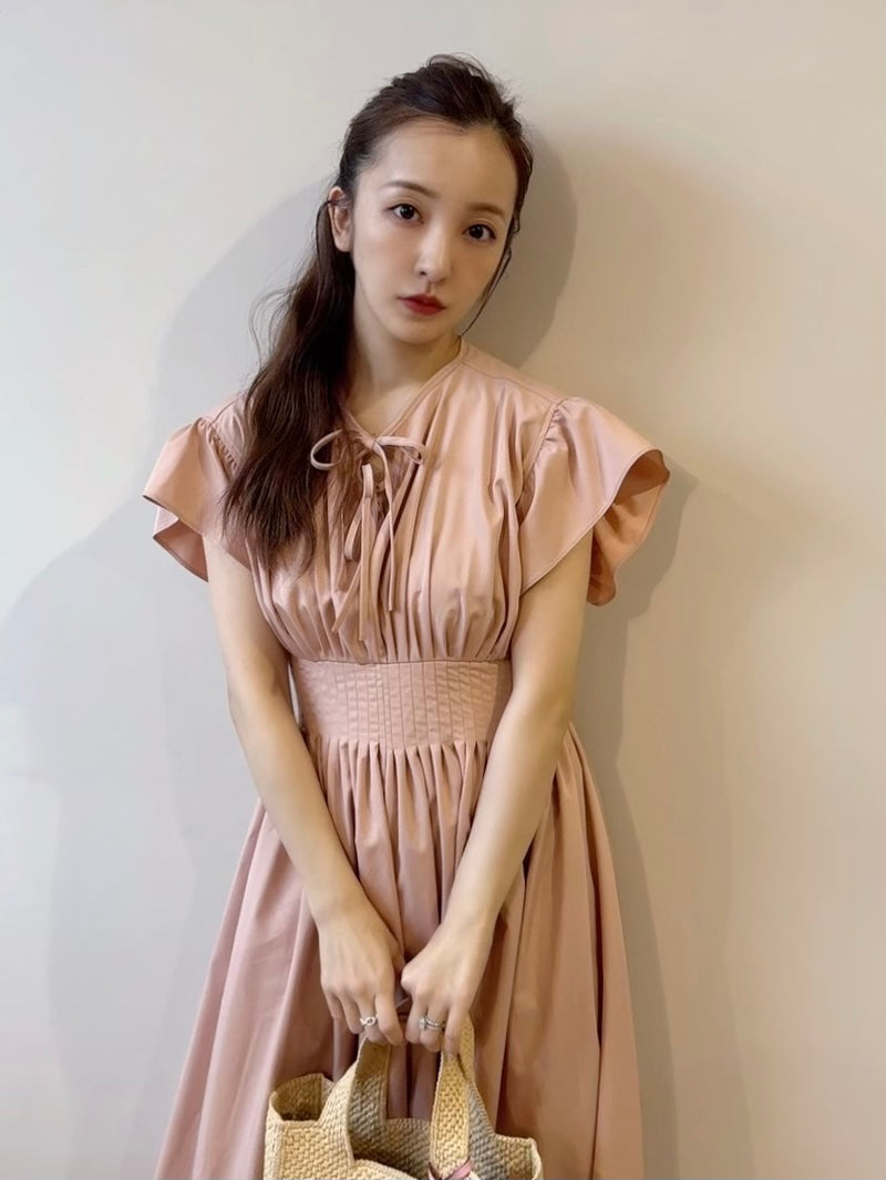 Gather Flare Cotton dress - PINK