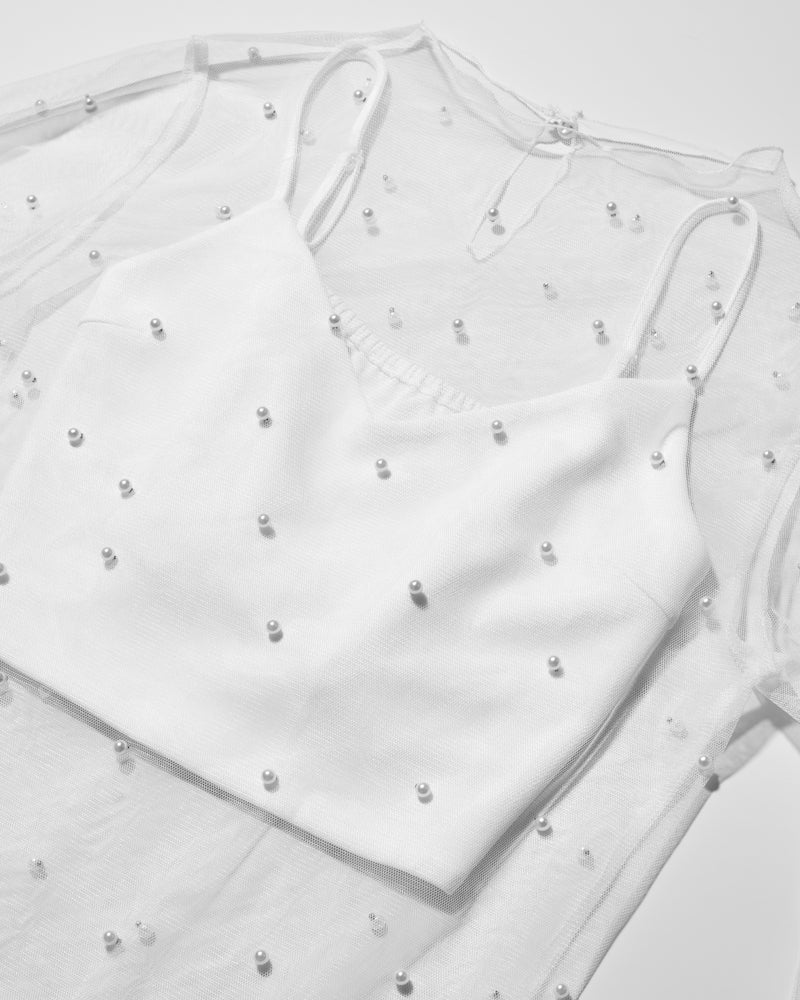 【予約販売】 PEARL SHEER TOPS - WHITE