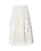 Dot volume tulle skirt - WHITE