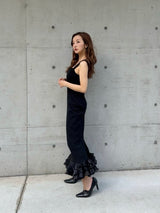 SWITCH FRILL DRESS - BLACK