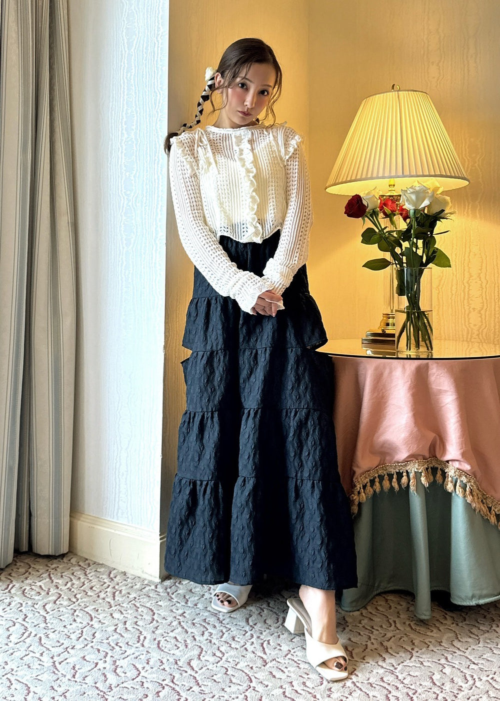 新作グッ cut side Jacquard Rose skirt luce Rosy – スカート