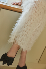RIBBON TULLE CAMI DRESS - WHITE