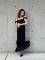 SWITCH FRILL DRESS - BLACK