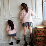 【Baby Rosy luce】 SHAGGY KNIT JACKET - PINK