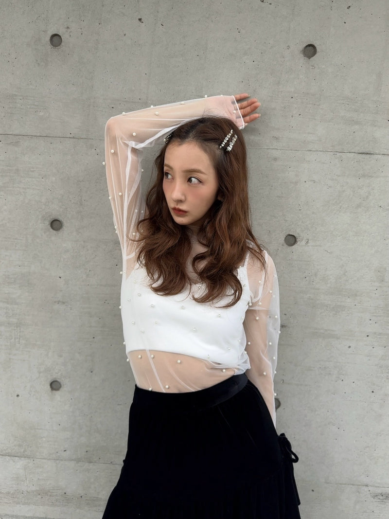 【予約販売】 PEARL SHEER TOPS - WHITE