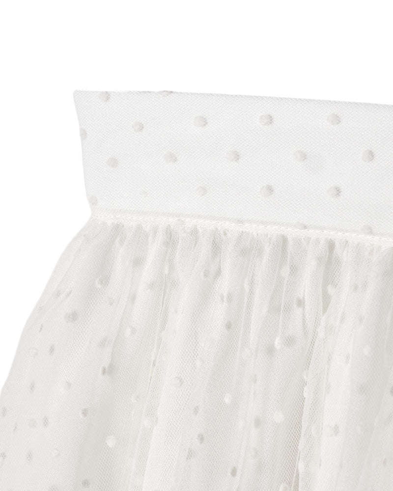 Dot volume tulle skirt - WHITE