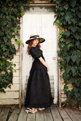 Rose Jacquard Dress - BLACK