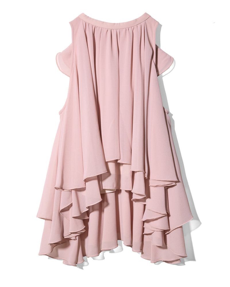 BACK RIBON TWIST BLOUSE - PINK