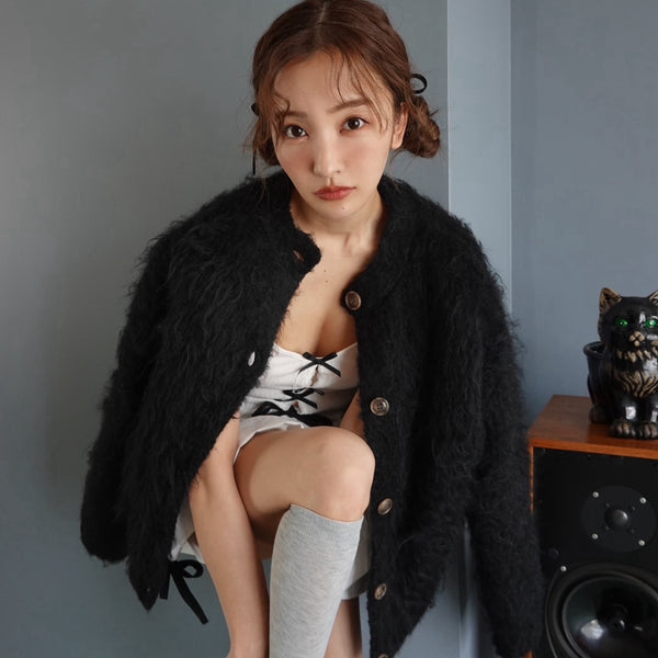最終値下げRosy Luce SHAGGY KNIT ニットジャケット ROSY SHAGGY KNIT JACKET - BLACK – Rosy luce