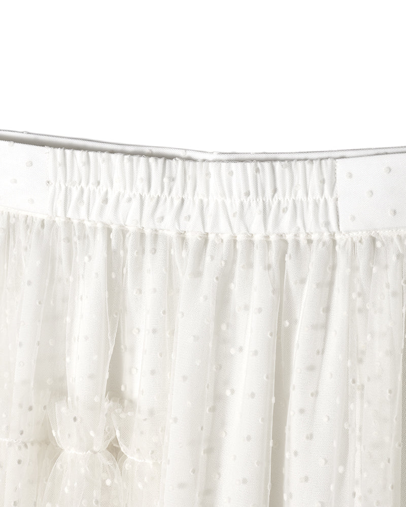 Dot volume tulle skirt - WHITE – Rosy luce